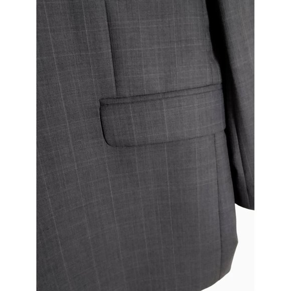 Jos A Bank Suit Jacket 42L Slim Fit Gray windowpane Wool 2 Button MSRP $650 EUC - Picture 5 of 9